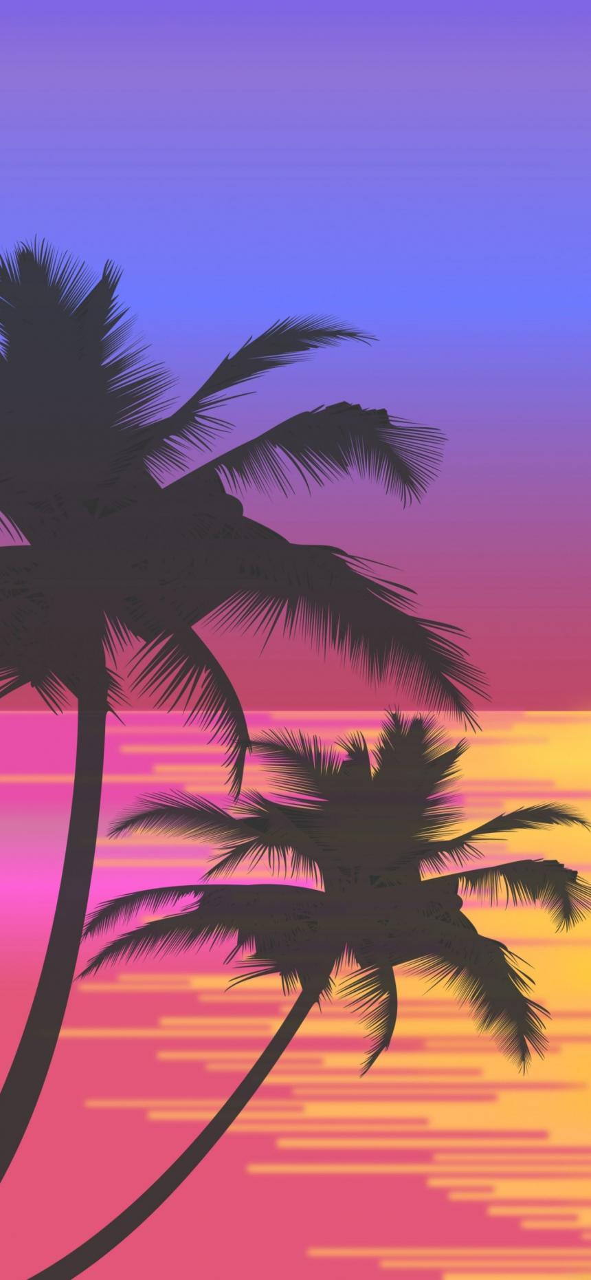 Retro Palm Sunset Wallpaper