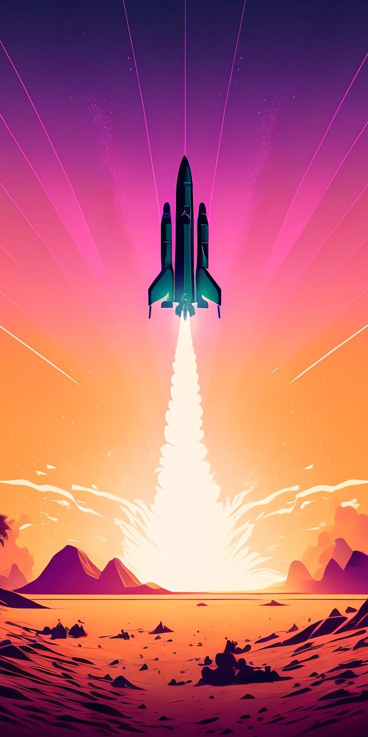 Rocket Launch Sunset Wallpaper