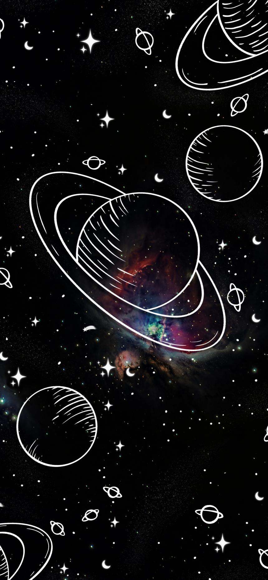Cartoon Galaxy Planet Wallpaper