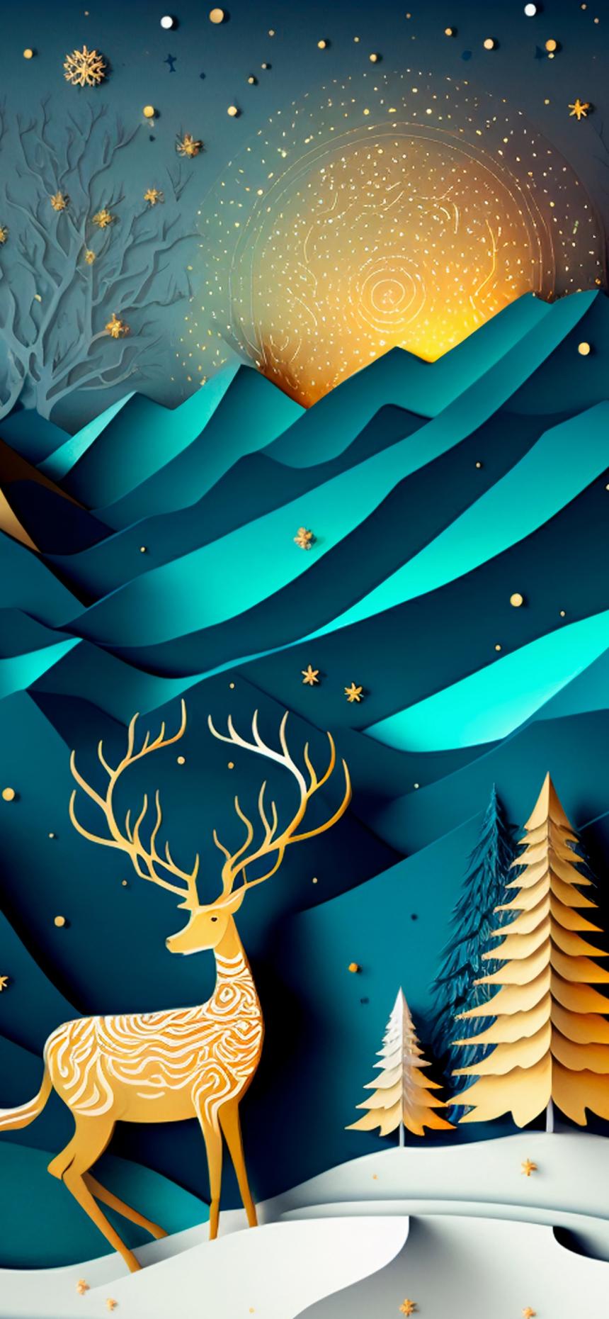 Paper Art Deer Wallpaper