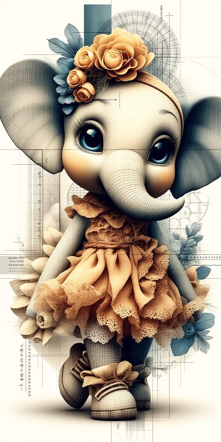Cute Baby Elephant Aesthetic Wallpaper
