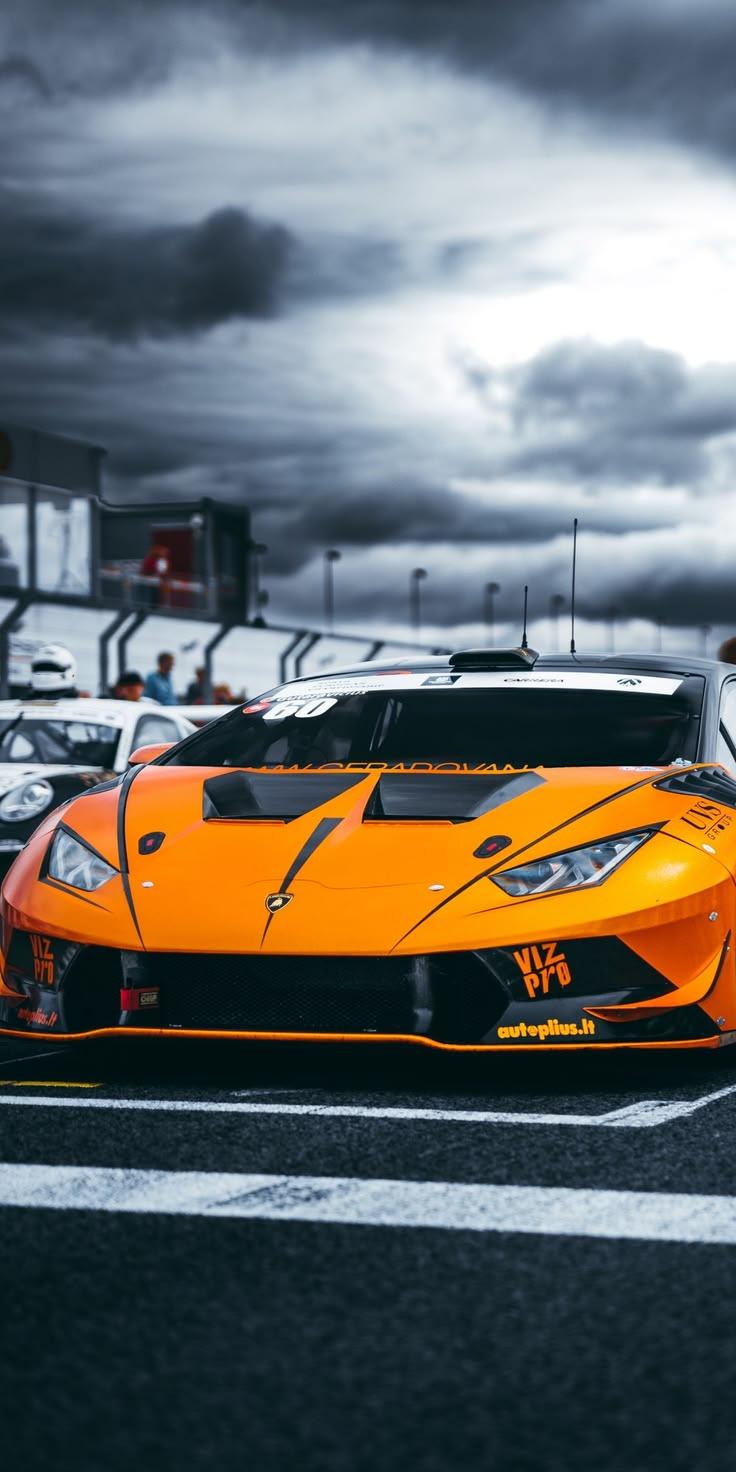 Orange Lamborghini Race Car Wallpaper