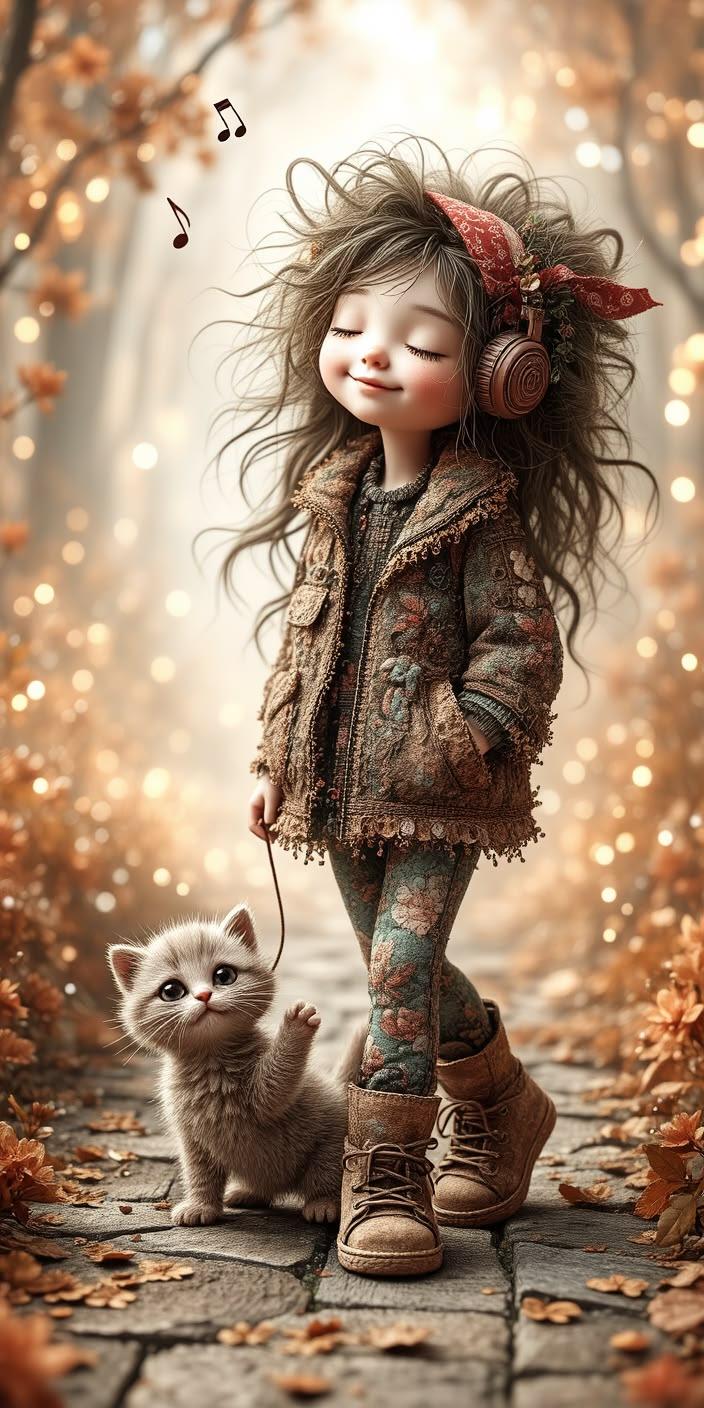 Cute Girl With Cat Wallpaper
