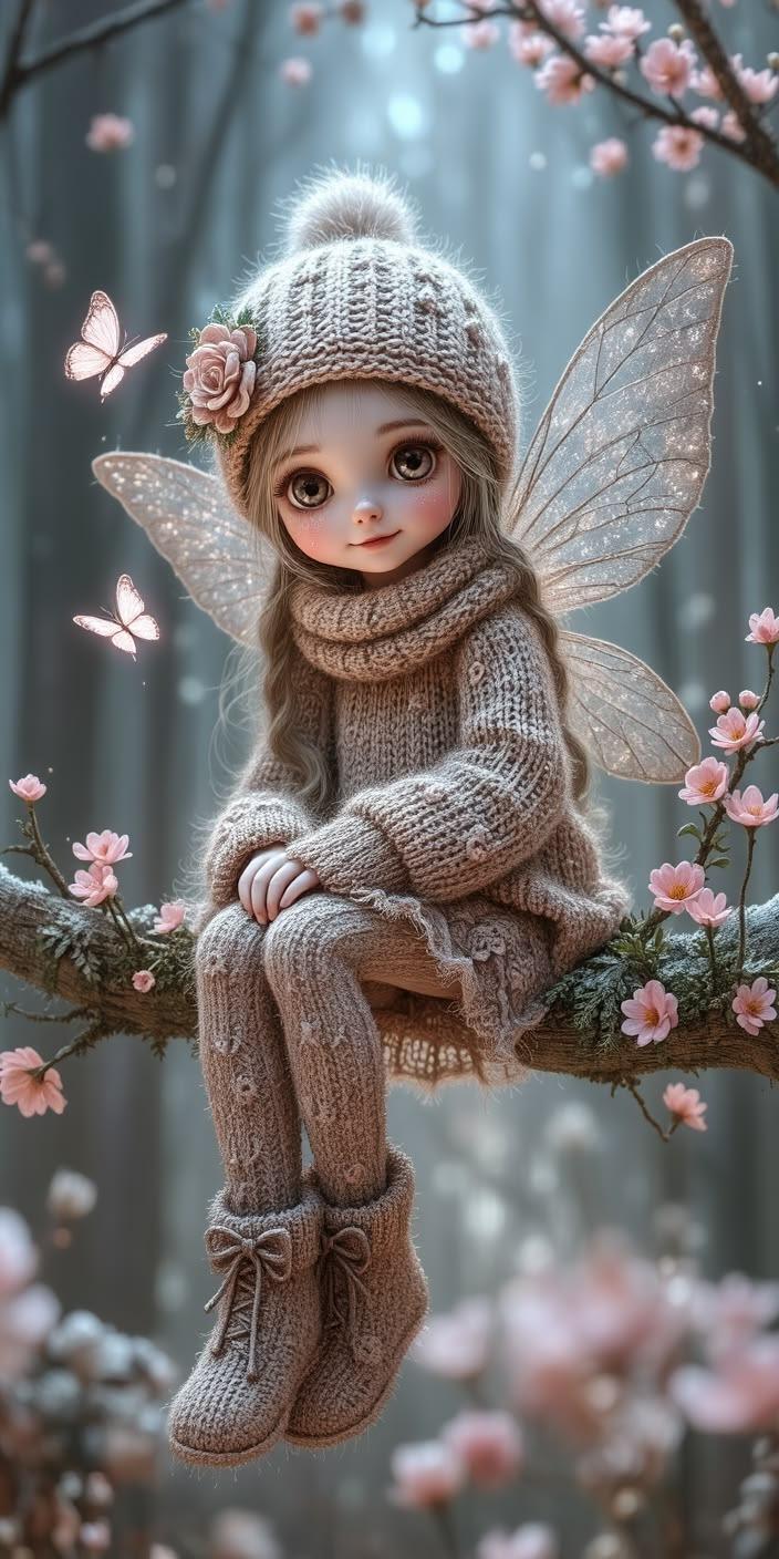 Cozy Winter Fairy Girl Wallpaper