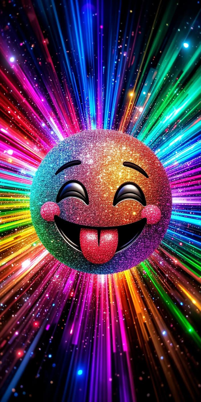 Colorful Smiling Emoji Starburst Wallpaper