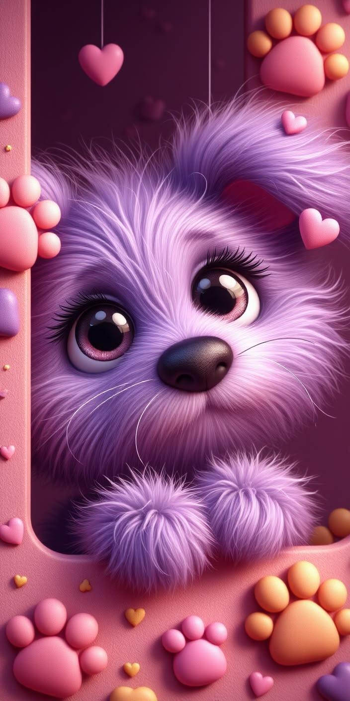 Cute Purple Puppy Paw Wallpaper