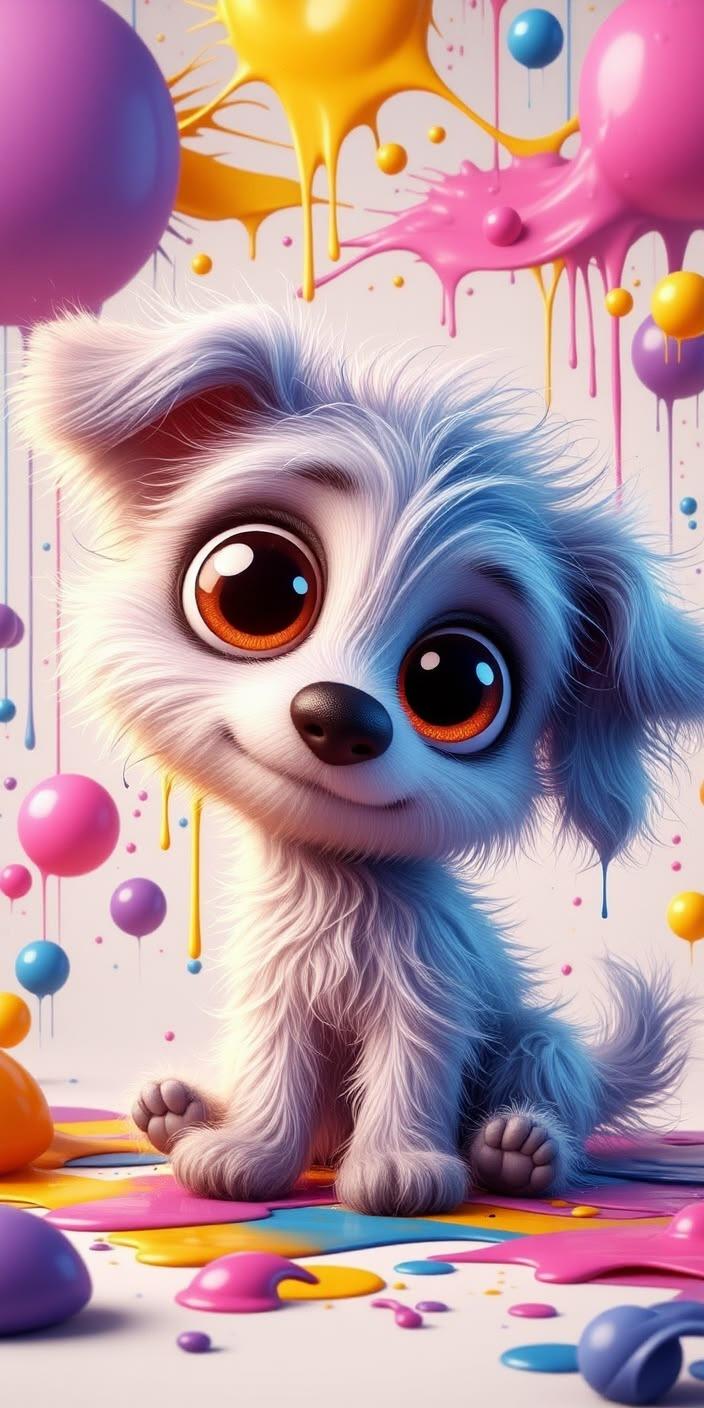 Blue Puppy Color Splash Wallpaper