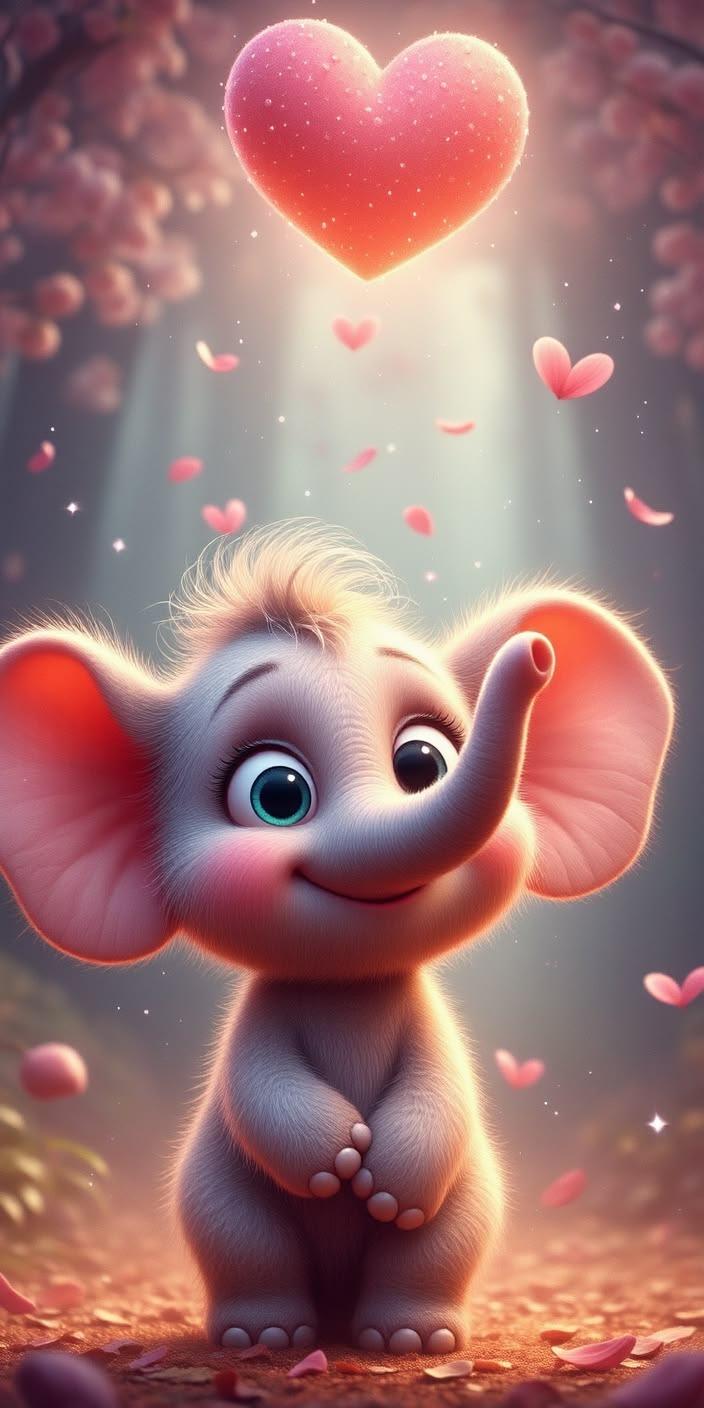 Cute Baby Elephant Love Heart Wallpaper