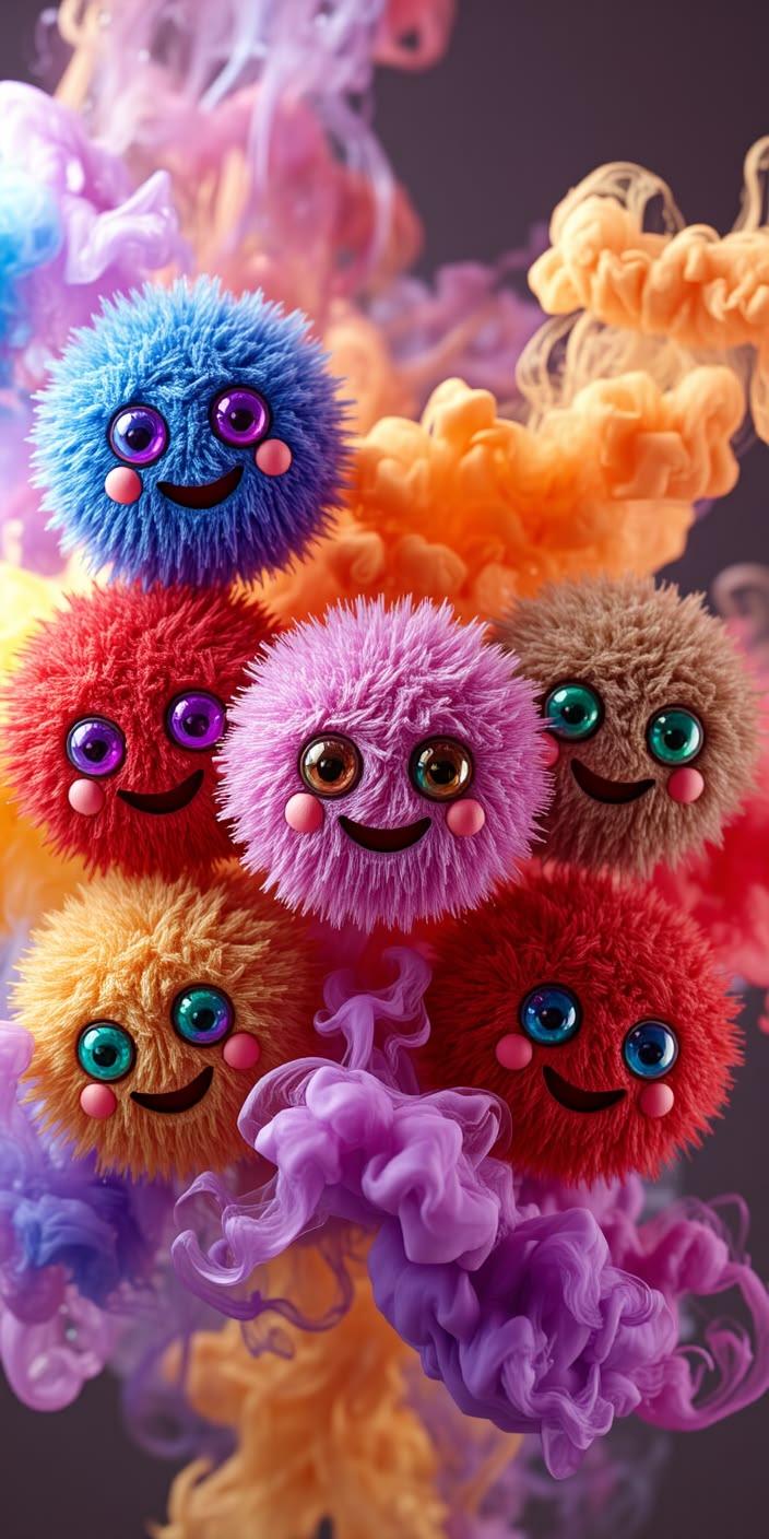 Colorful Fluffy Emoji Wallpaper