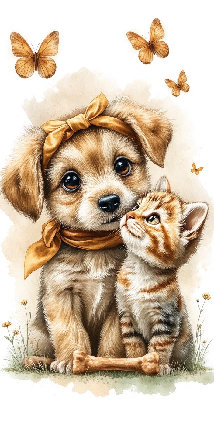Cute Puppy and Kitten Love Wallpaper
