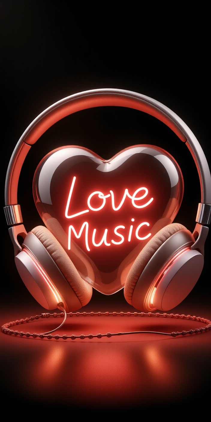 Love Music Neon Heart Wallpaper