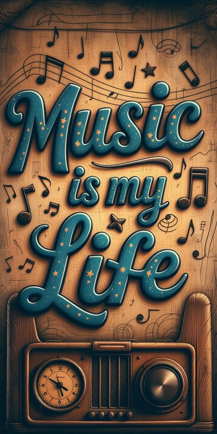 Music Is My Life Retro Wallpaper