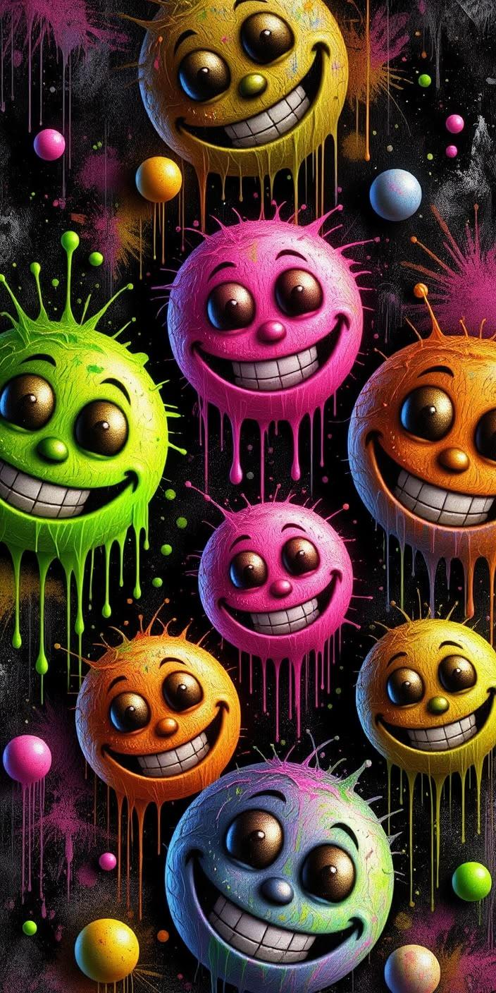 Colorful Paint Smiley Wallpaper