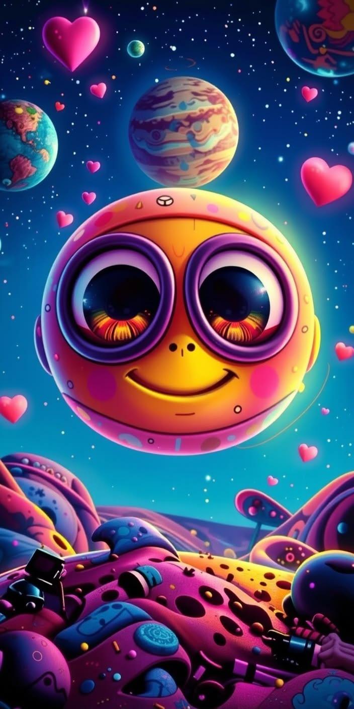 Cosmic Love Smiley Wallpaper
