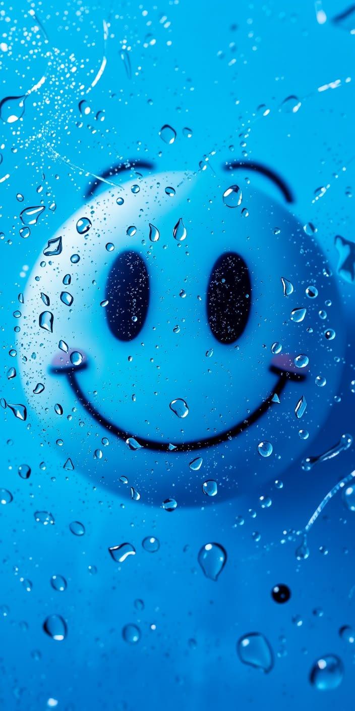 Rainy Glass Smiley Wallpaper