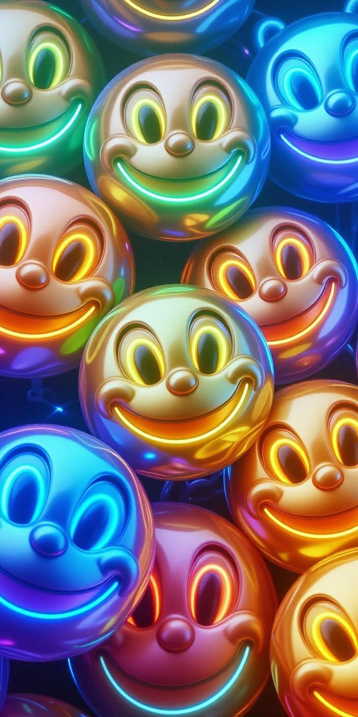 Neon Gloss Smiley Wallpaper