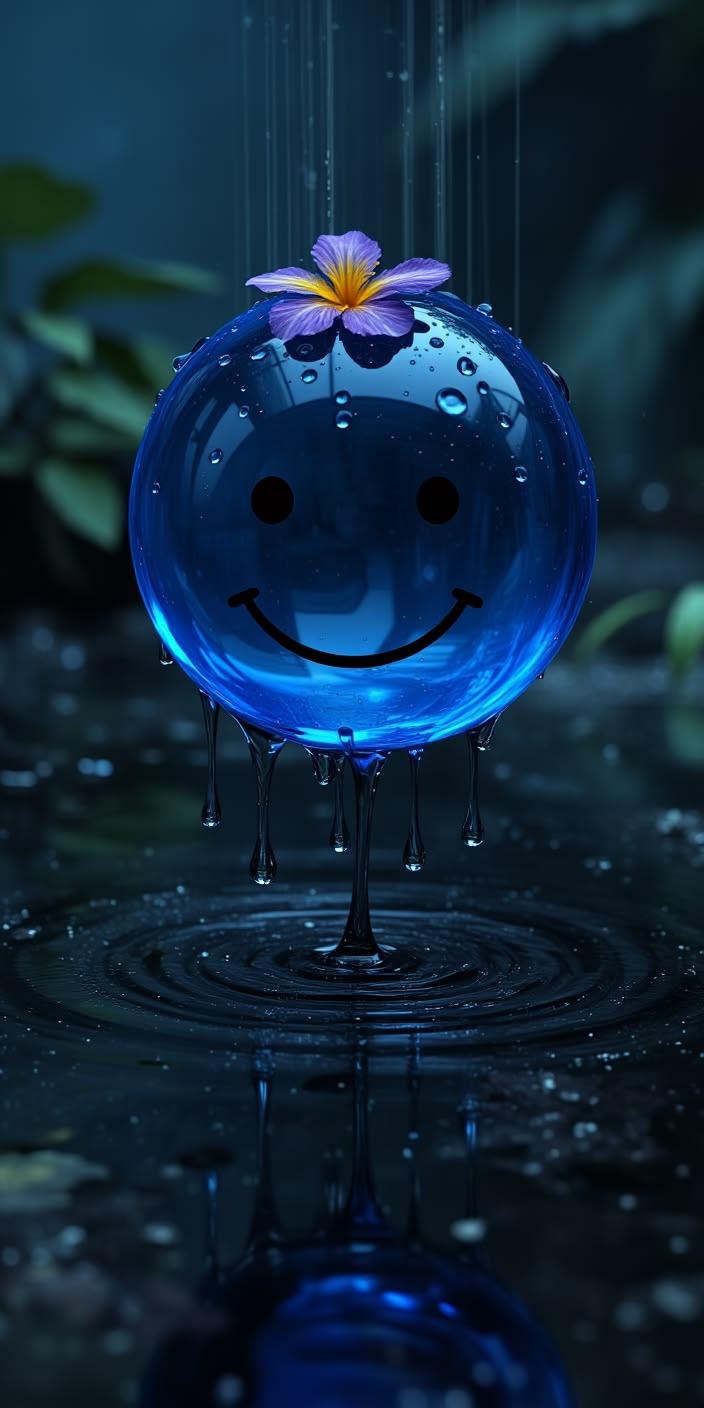 Midnight Bloom Emoji Wallpaper