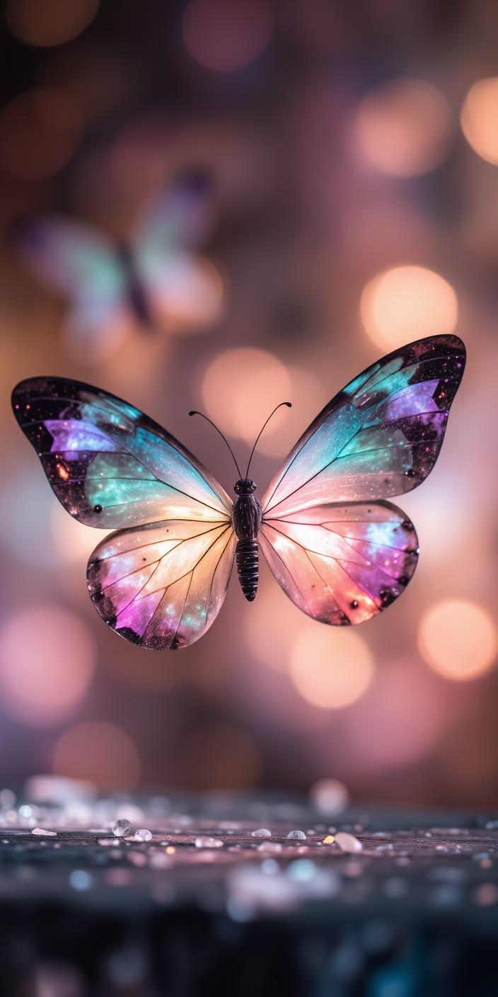 Colorful Glass Butterfly Dream Wallpaper