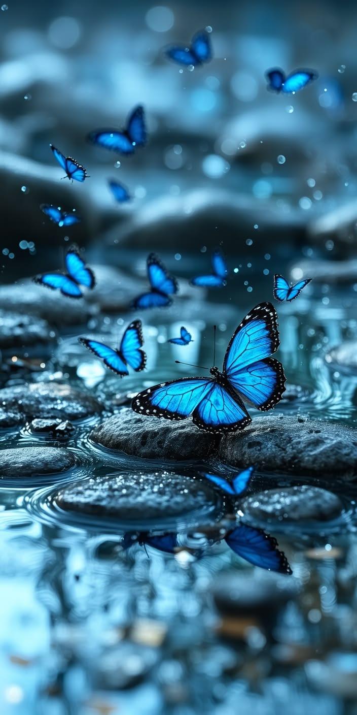 Blue Butterfly Serenity Wallpaper