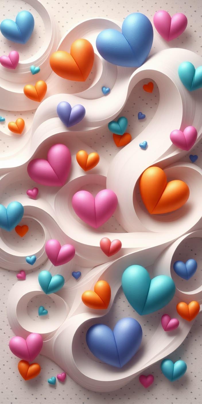 Soft Sculpted Hearts Wallpaper