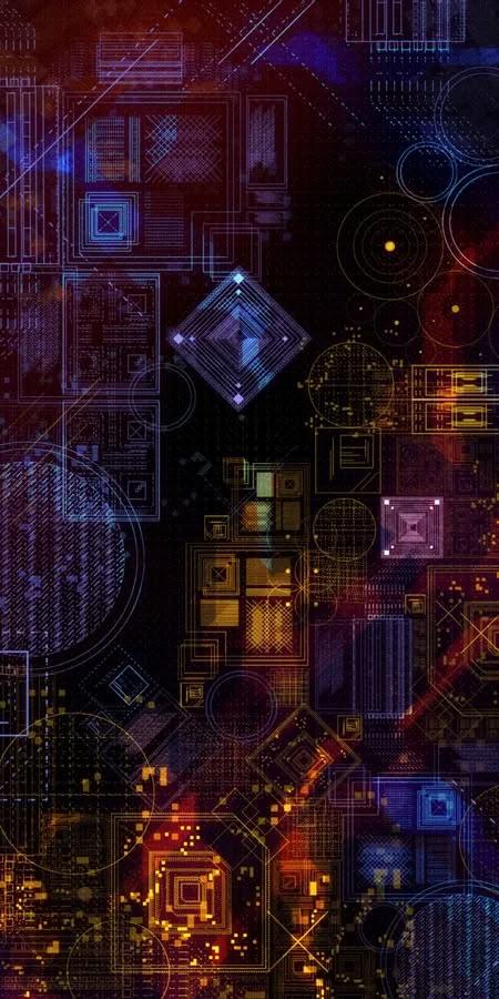 Futuristic Digital Blueprint Wallpaper