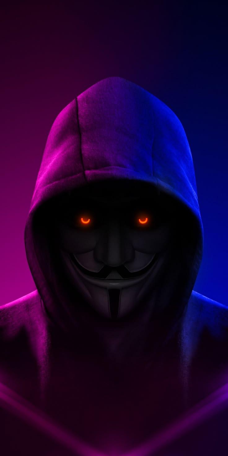 Neon Anonymous Hacker Wallpaper