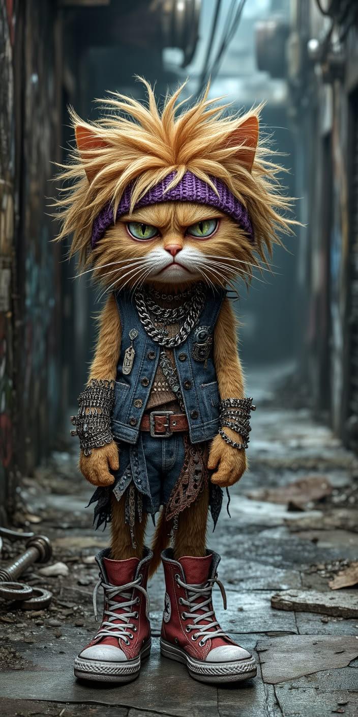 Grumpy Rocker Cat Wallpaper