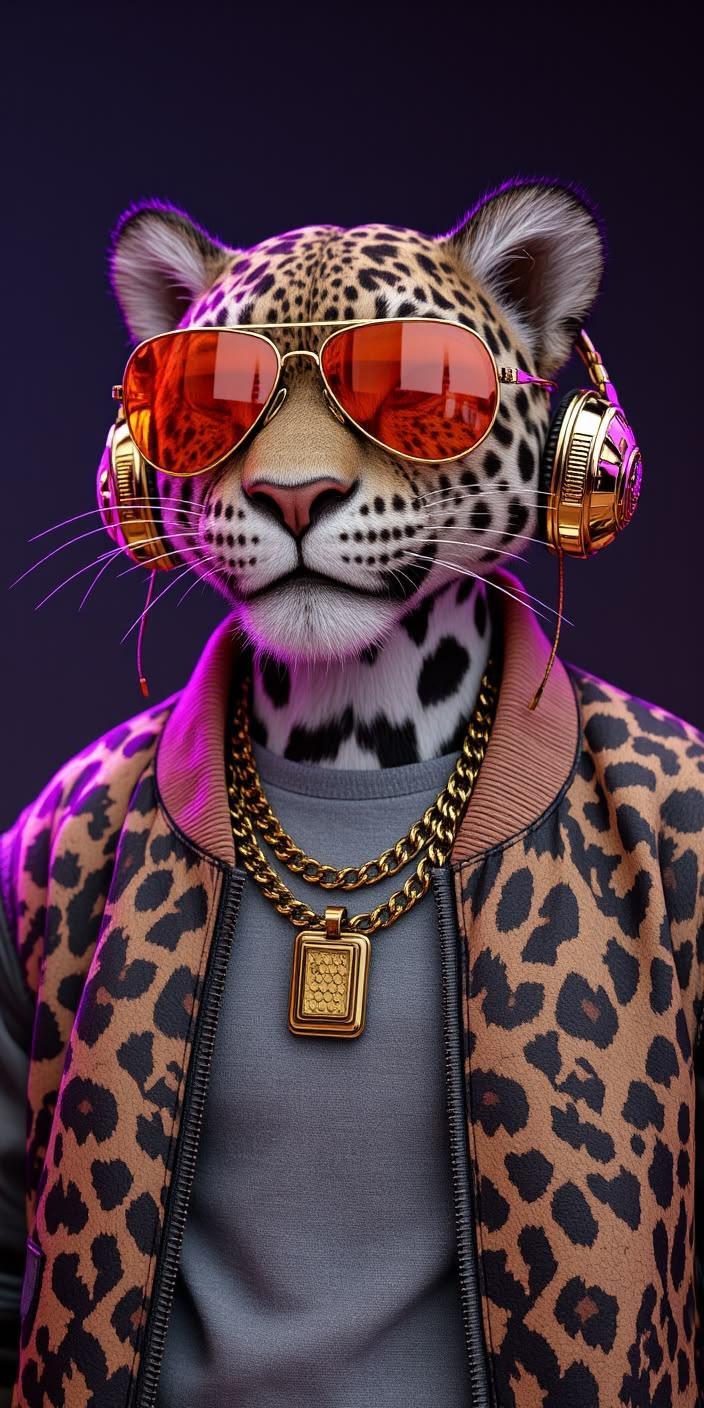 Stylish Leopard DJ Wallpaper