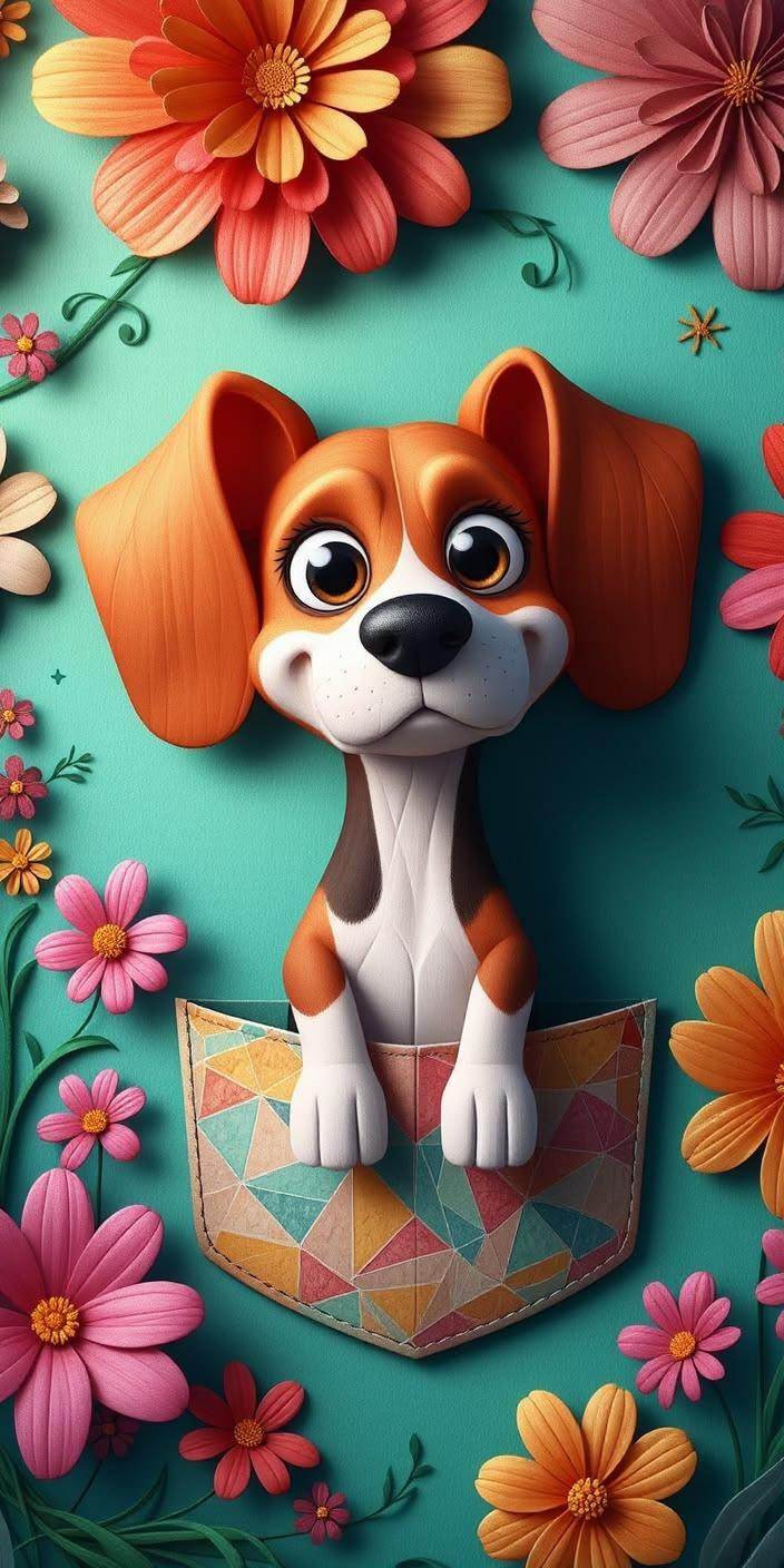 Pocket Pup Floral Wallpaper