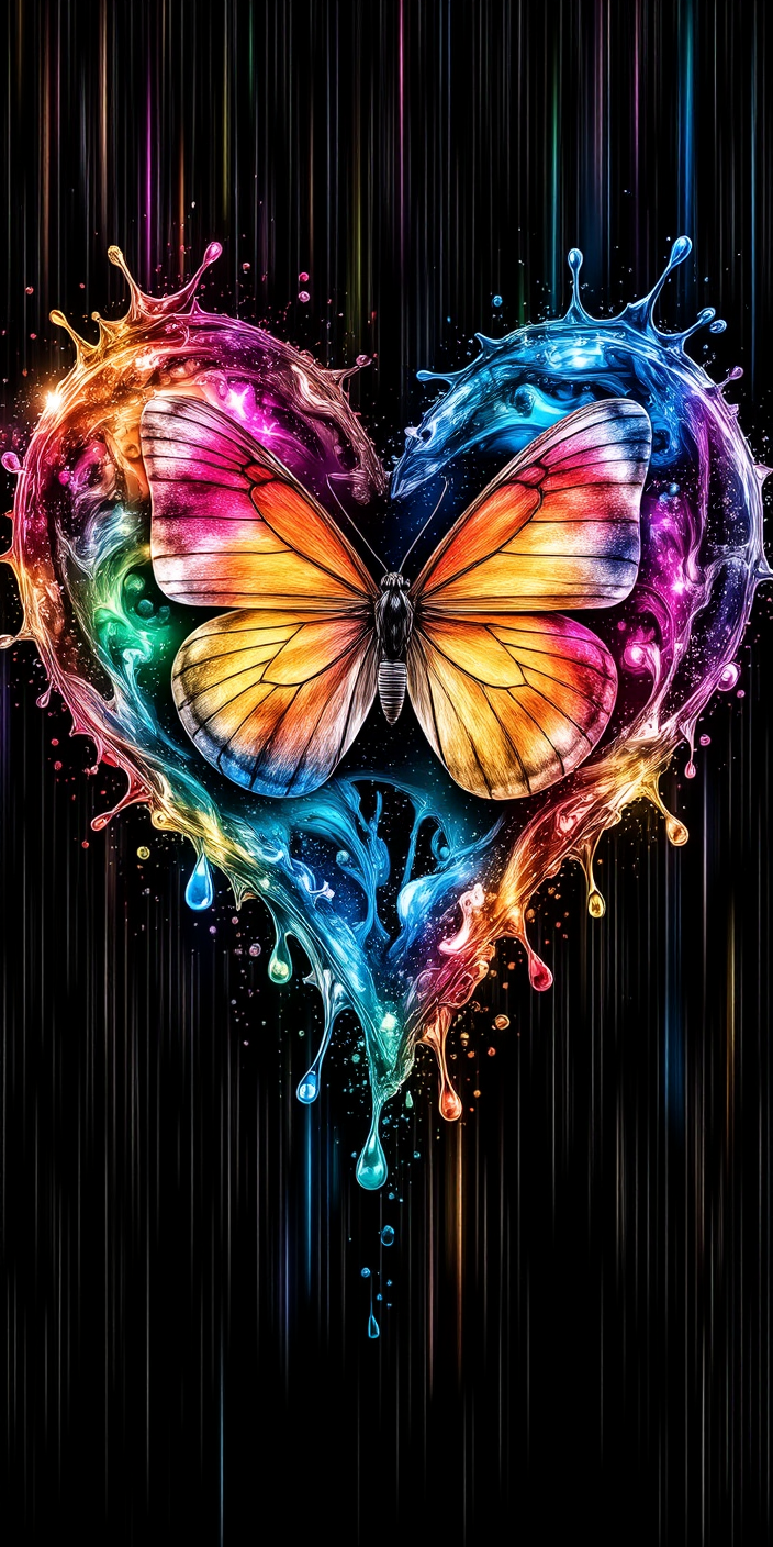 Splash Heart Butterfly Wallpaper