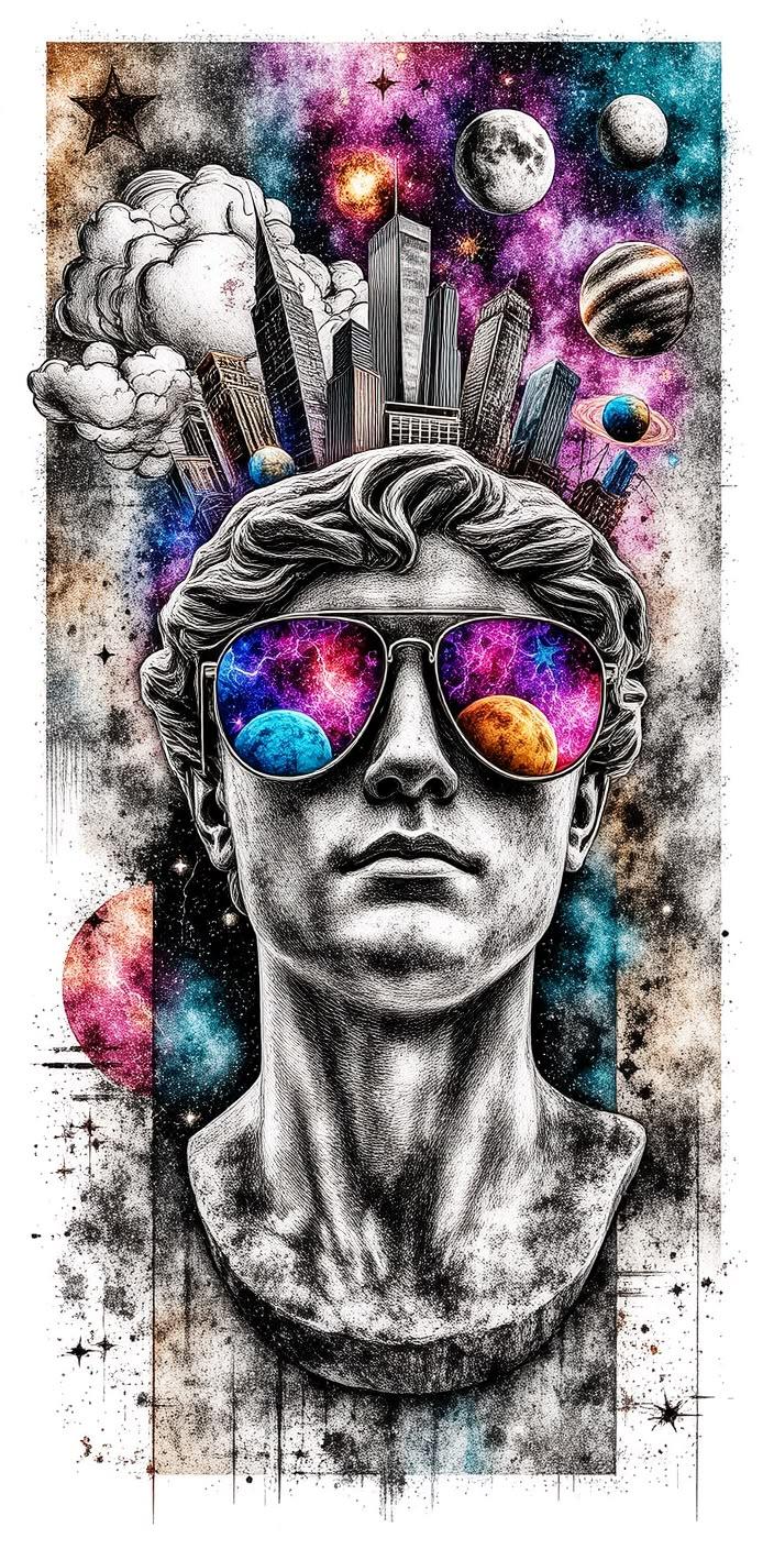 Cosmic Statue Aviator Wallpaper
