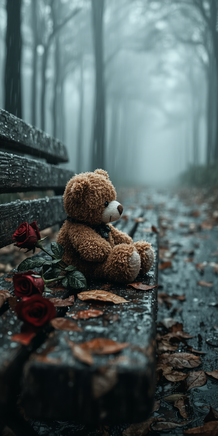 Rainy Morning Teddy Wallpaper