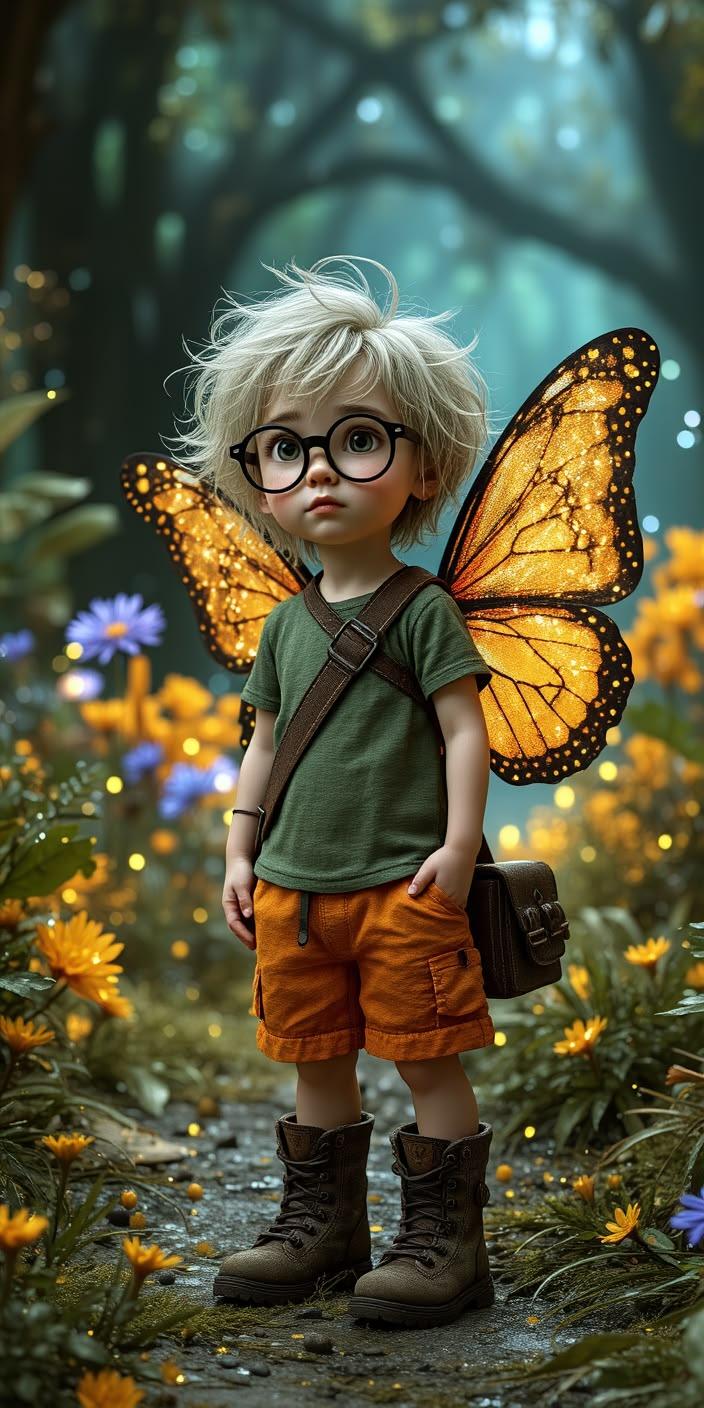 Whimsical Butterfly Boy Wallpaper