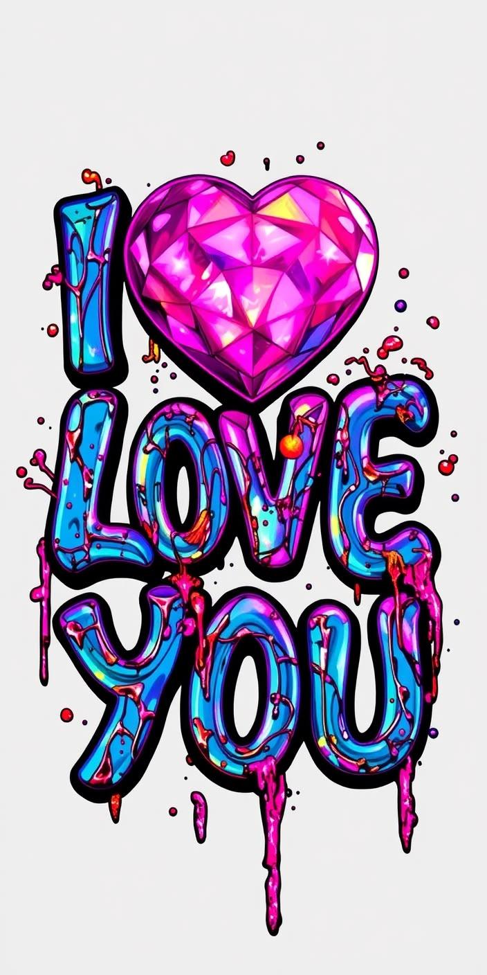 Radiant Crystal Love Graffiti Wallpaper