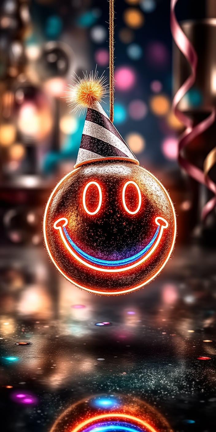 Neon Party Smiley Wallpaper