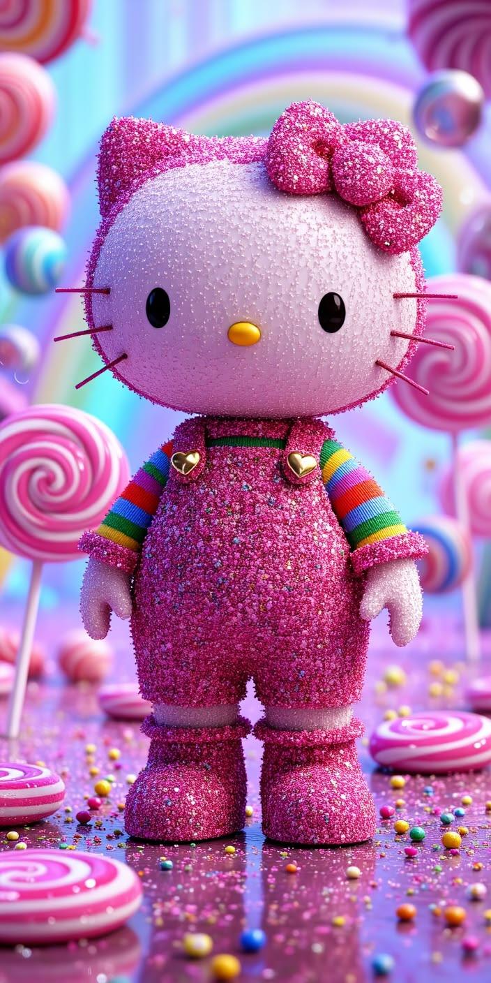 Candy Rainbow Hello Kitty Sweetland Wallpaper