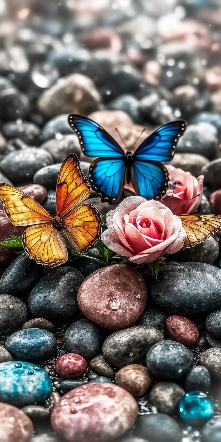 Enchanted Butterfly Stone Wallpaper