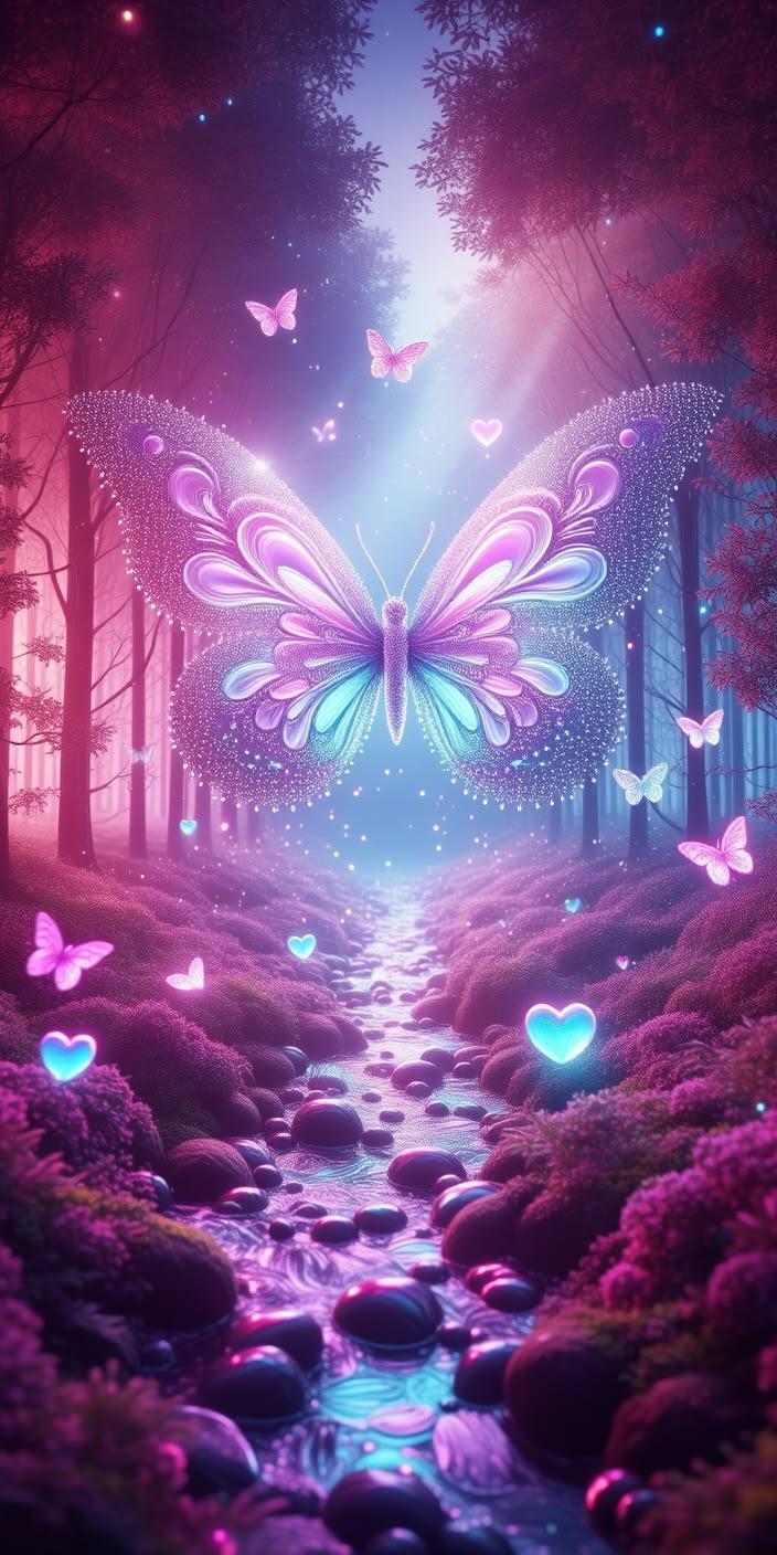 Mystic Forest Butterfly Wallpaper