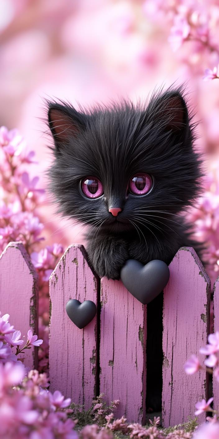 Midnight Kitten Garden Wallpaper