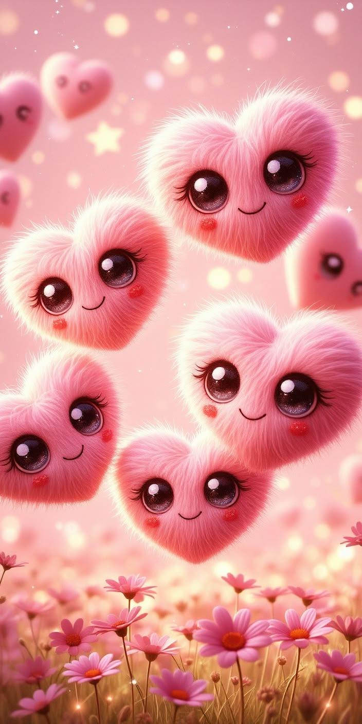Fluffy Heart Meadow Wallpaper