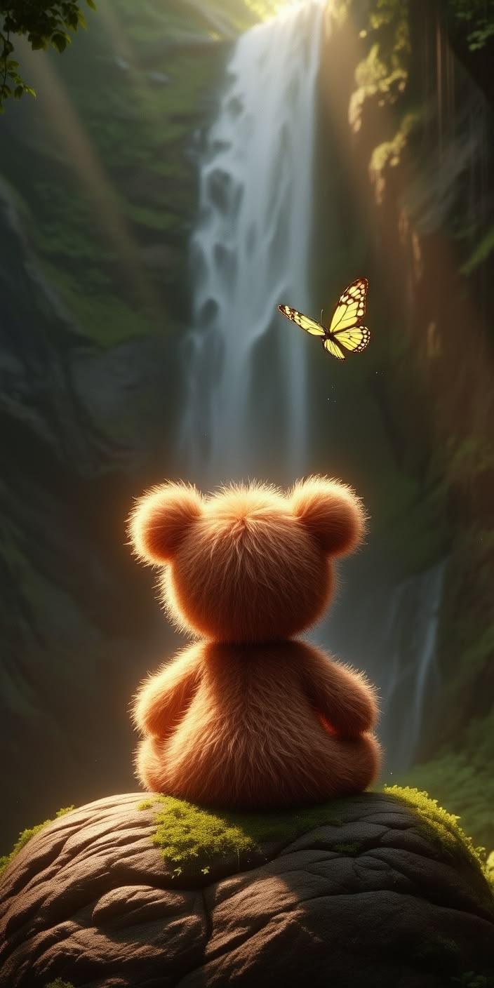 Golden Waterfall Bear Wallpaper