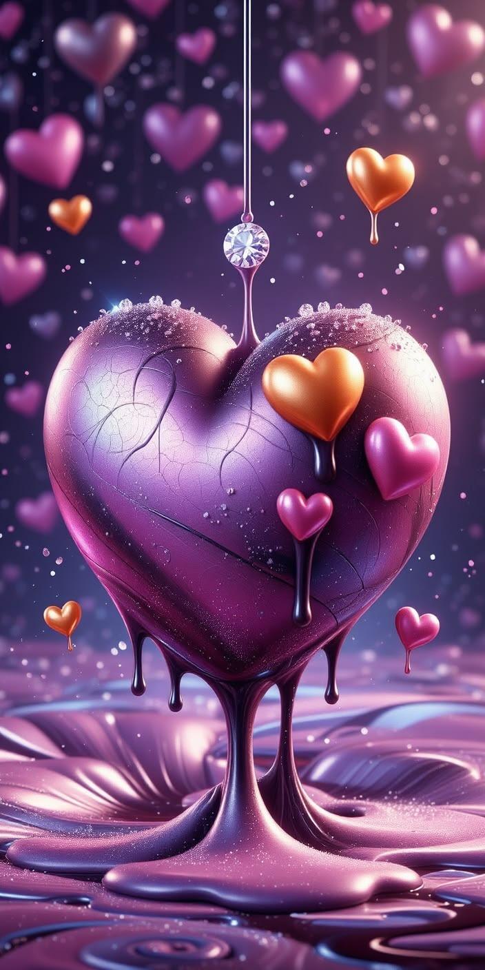 Molten Amethyst Heart Wallpaper