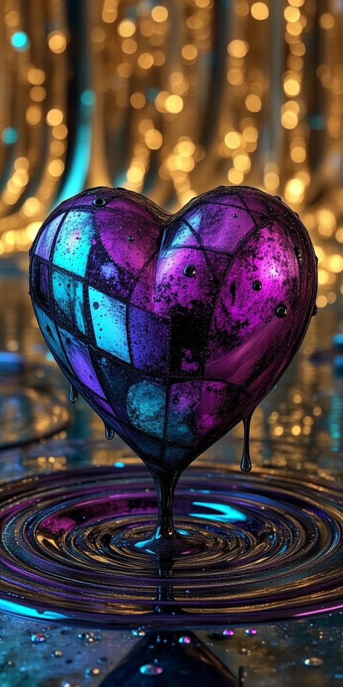 Neon Mosaic Heart Wallpaper