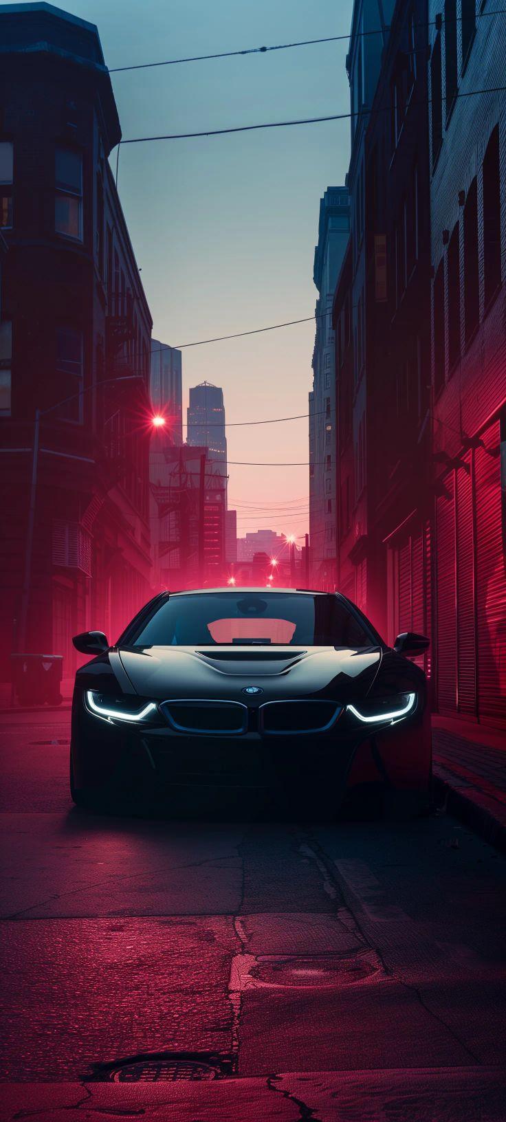Neon Alley BMW i8 Wallpaper