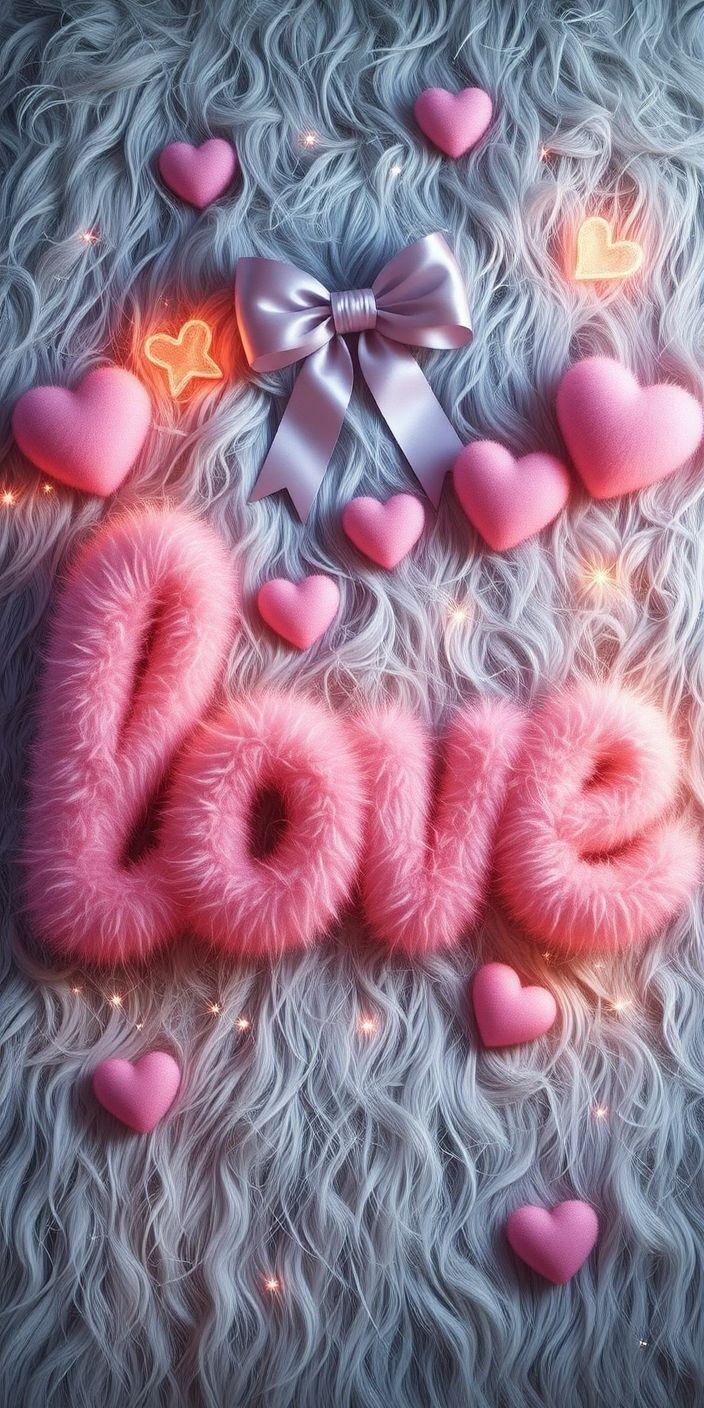 Fluffy Pink Love Wallpaper