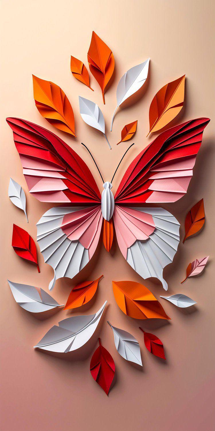 Paper Craft Autumn Butterfly Wallpaper