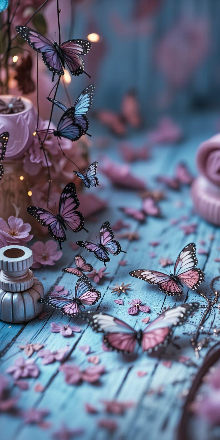 Whimsical Butterfly Cascade Wallpaper