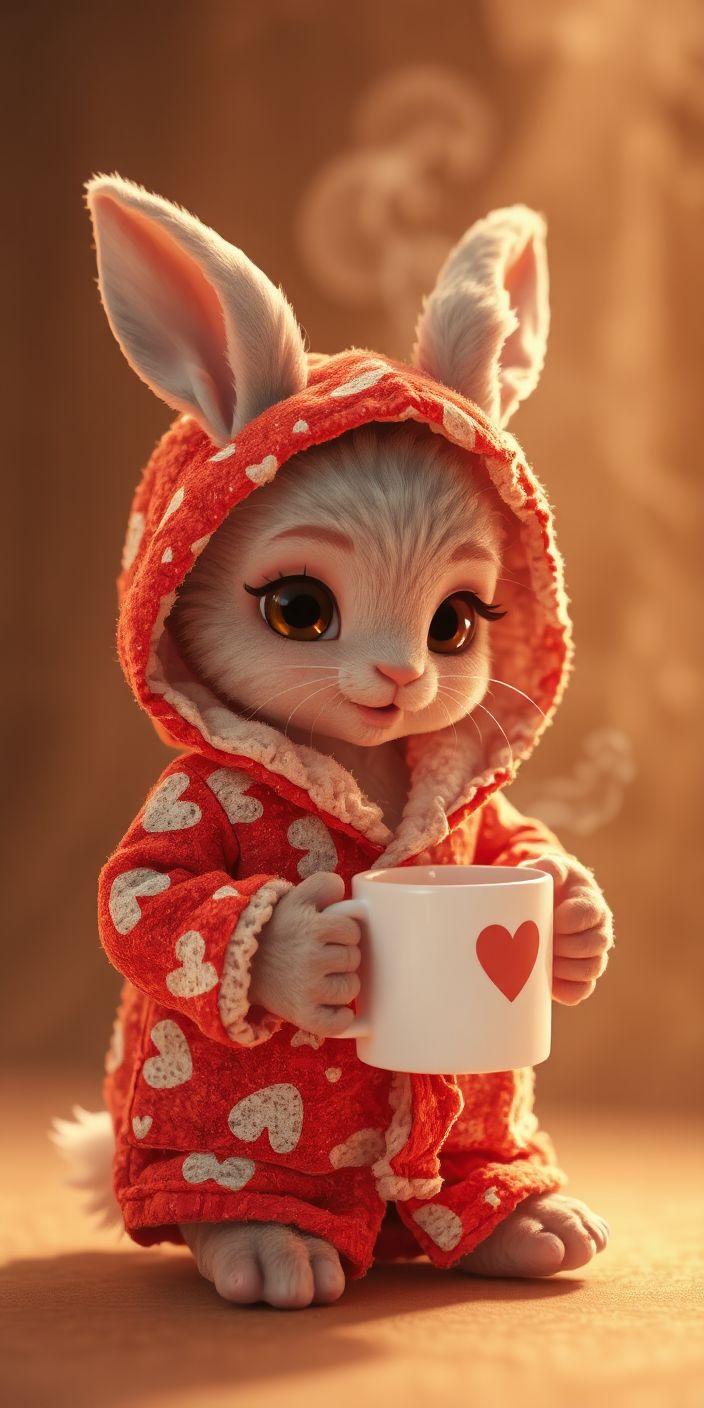 Cozy Heart Bunny Wallpaper