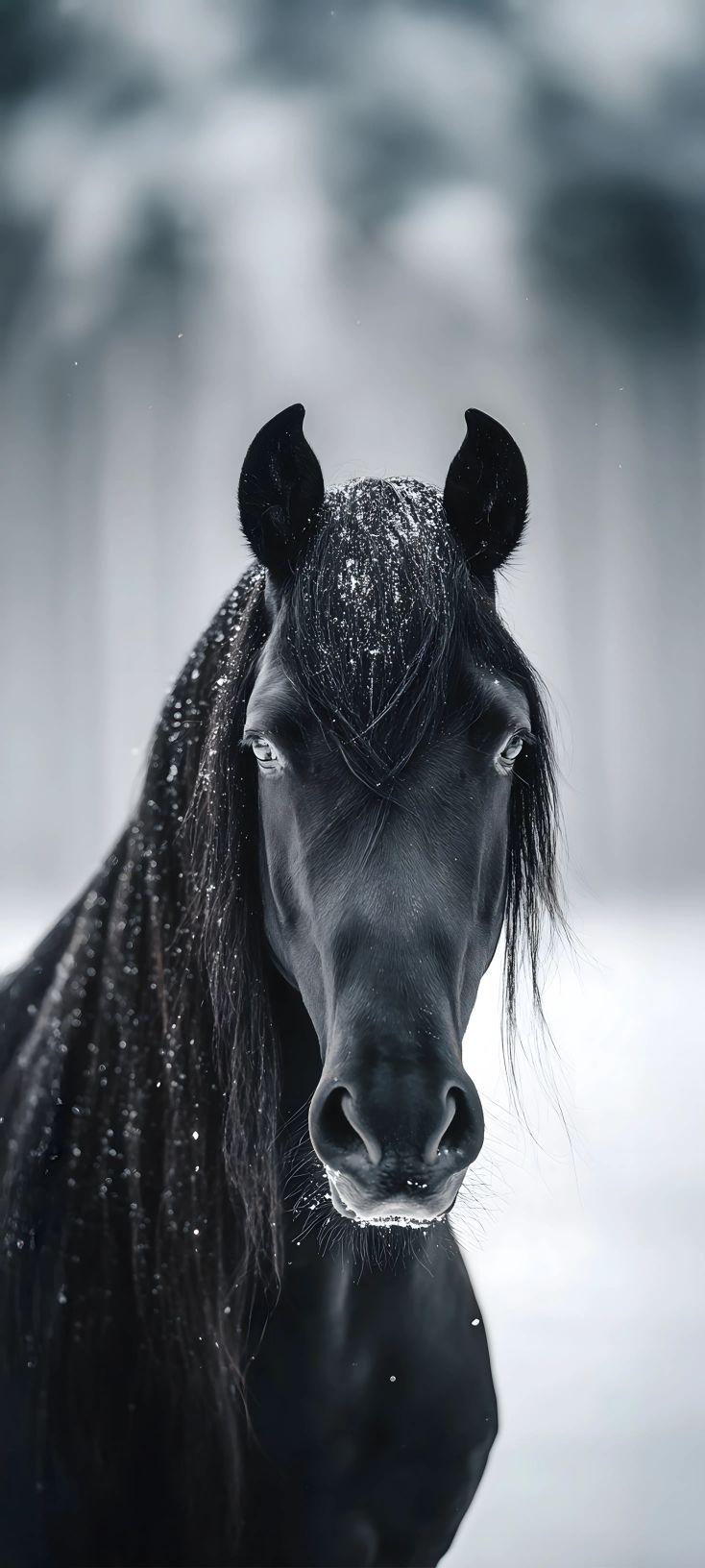 Obsidian Frost Stallion Wallpaper