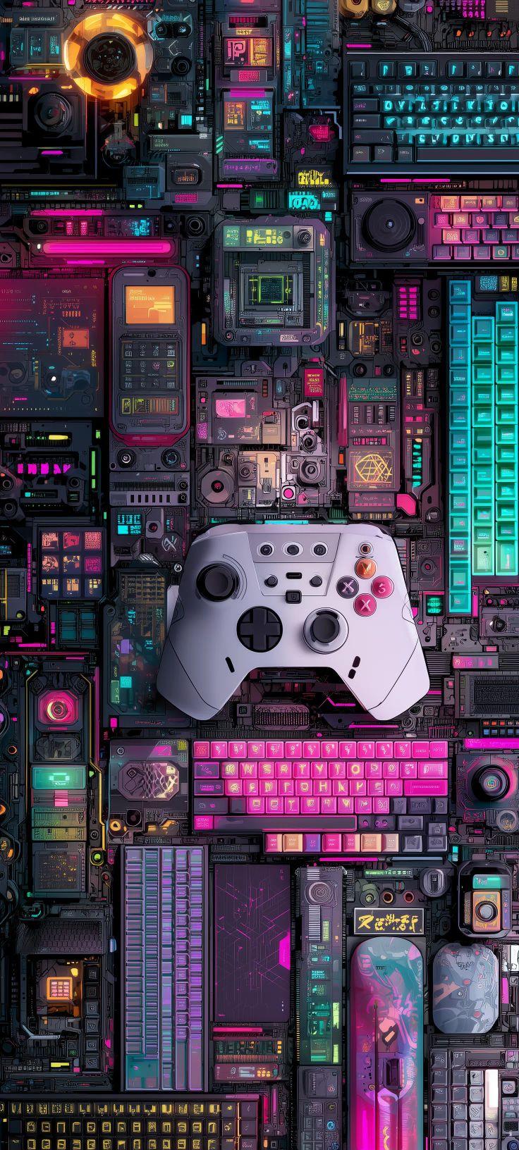 Cyberpunk Tech Overload Wallpaper